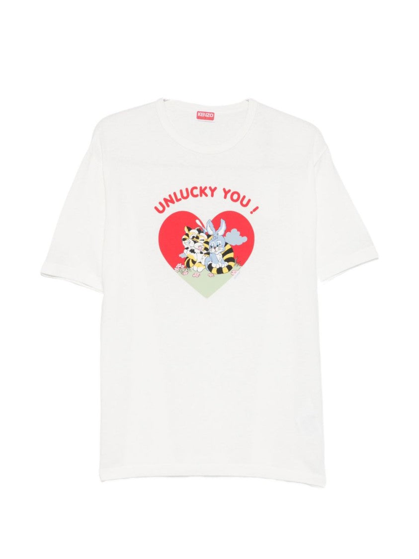 Kenzo White Short-Sleeve T-Shirt With Playful Tiger