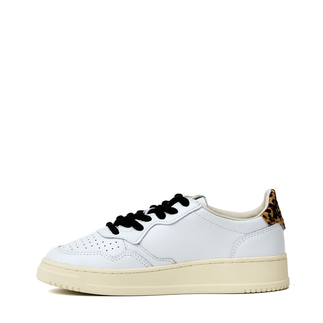 Autry White Leopard Medalist Low Leather Sneakers