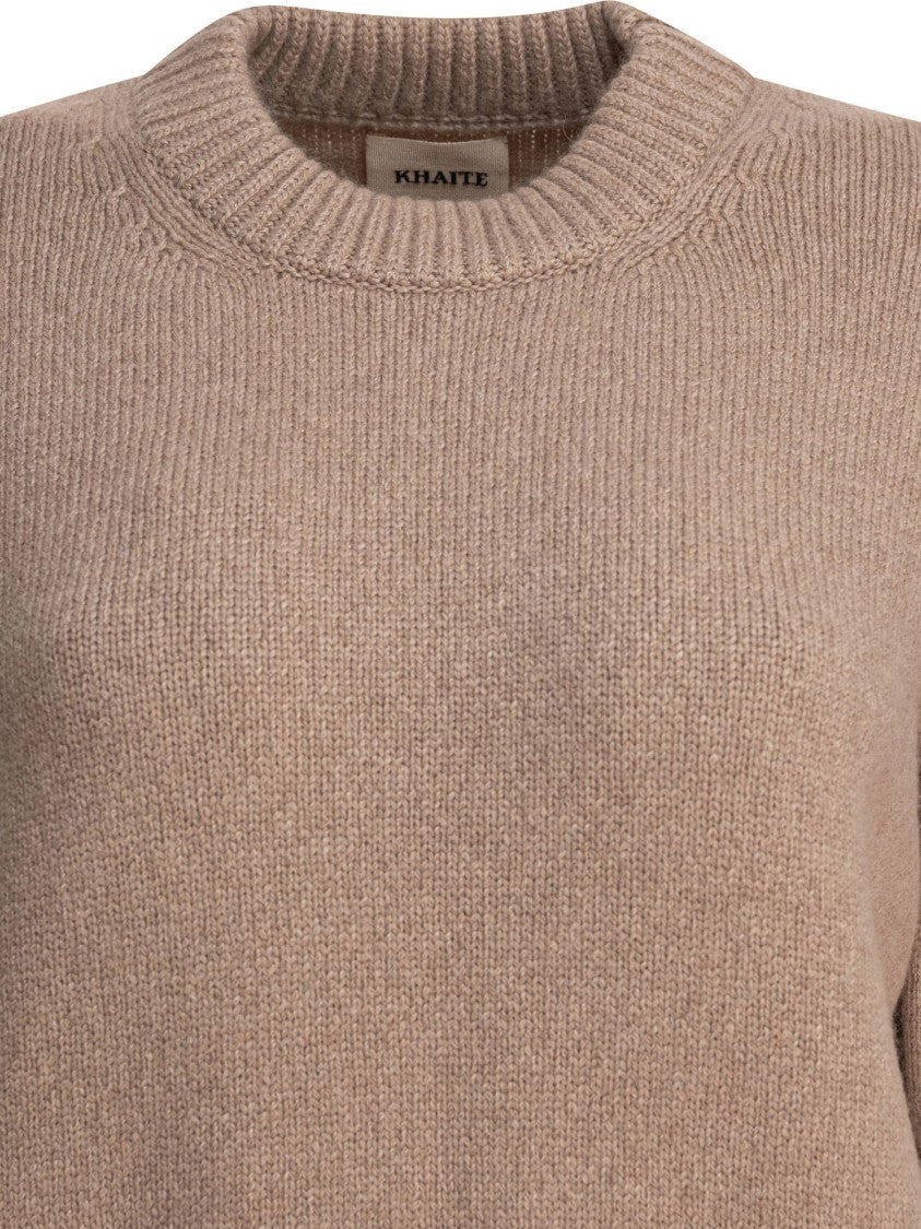 Khaite Elbow-Length Cashmere Sweater With Ribbed Detailing