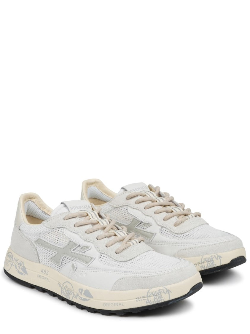 Premiata Nous Mesh Calf Leather Printed Sneakers