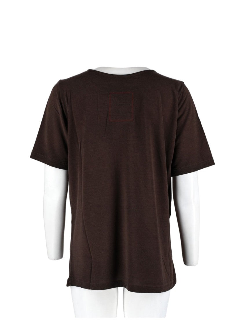 Uma Wang Brown Short-Sleeve Twisted Knot Modal-Blend Top