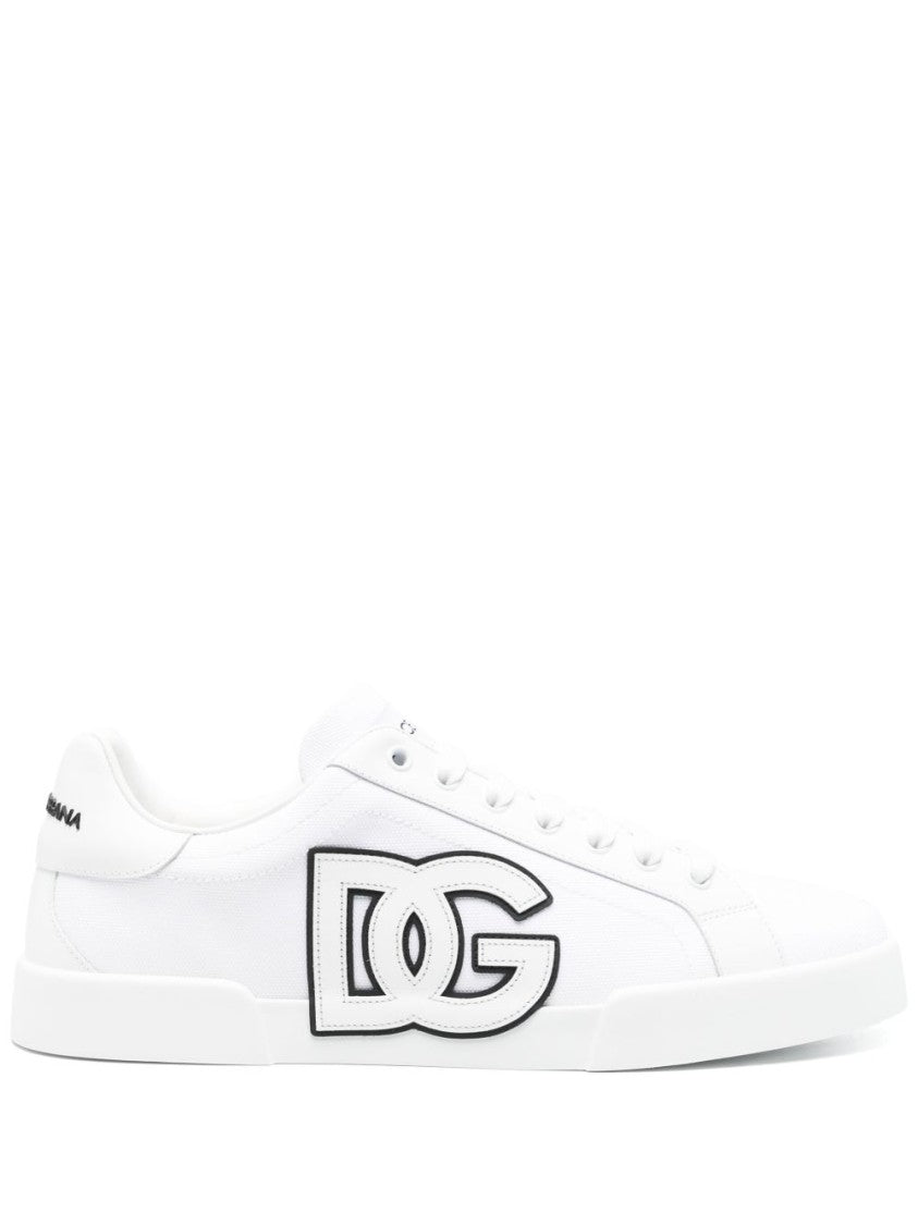 Dolce & Gabbana Lace-Up White Sneakers With Padded Ankle