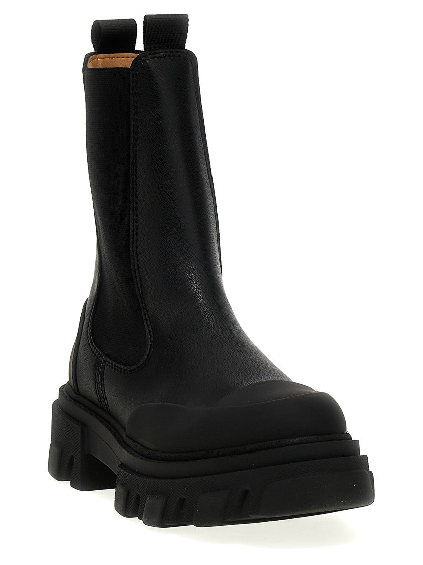 Ganni Leather Ankle Boots
