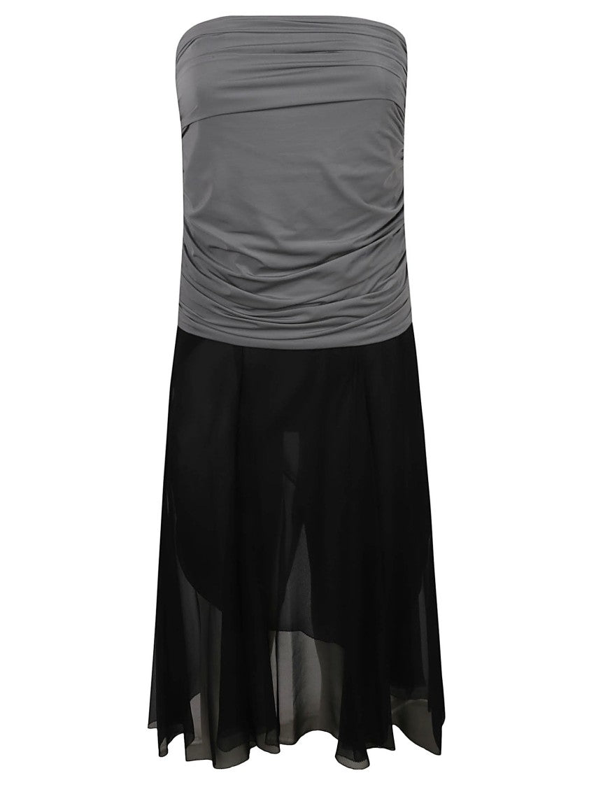 Tory Burch Strapless Black Dress With Gathered Bodice