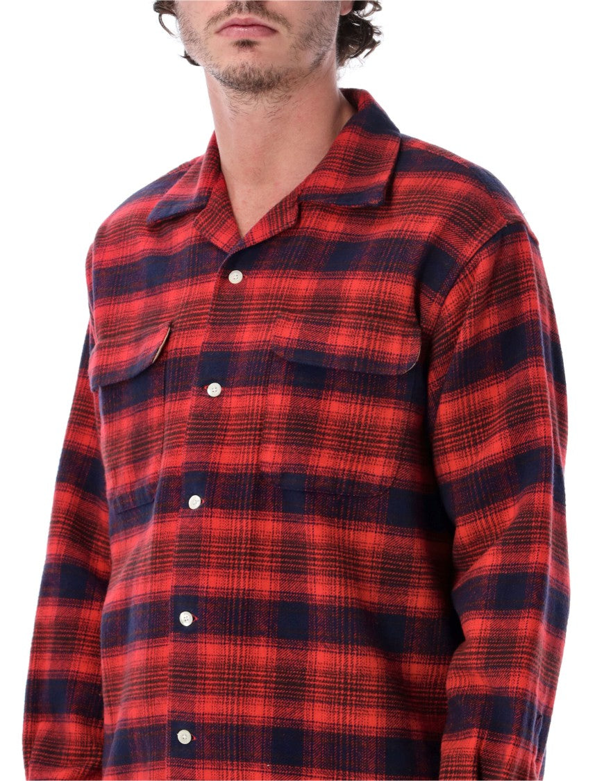 Fortela Baker Relaxed Checkered Cotton Mother-Of-Pearl Bowling Shirt