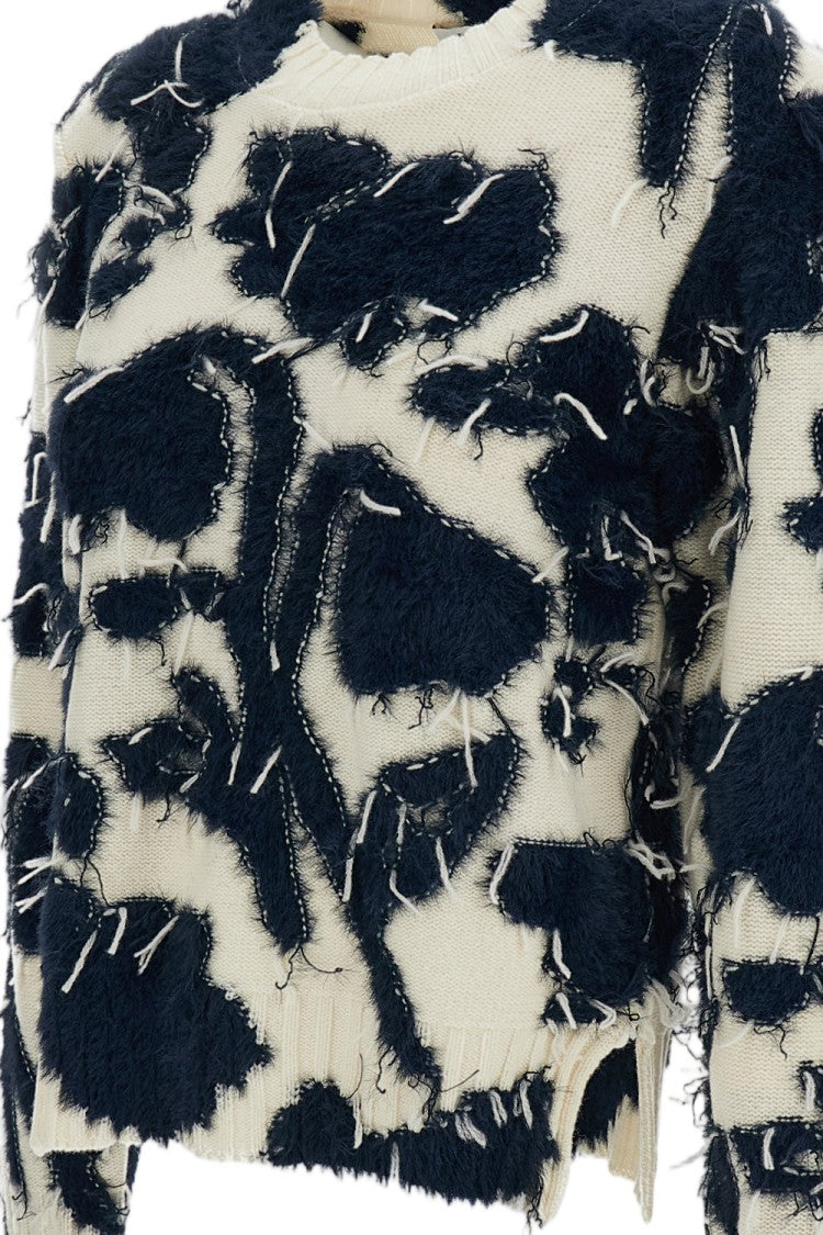 Erdem Textured Floral Knit Jumper With Cropped Silhouette