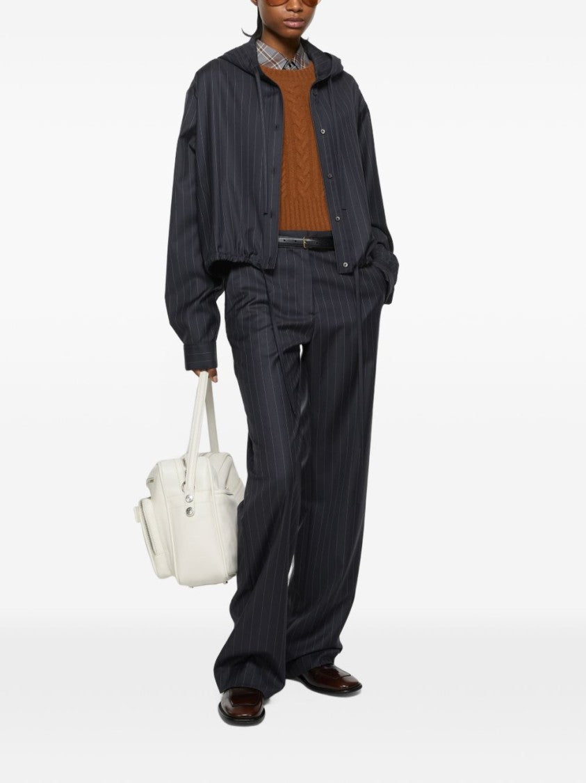 Acne Studios Cropped Pinstripe Relaxed-Fit Jacket