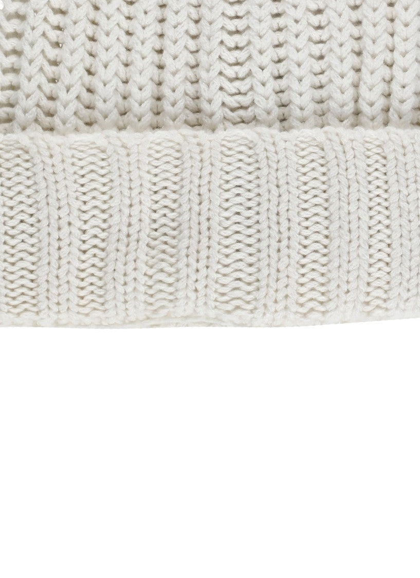 Barna Cashmere White Cashmere Ribbed Beanie
