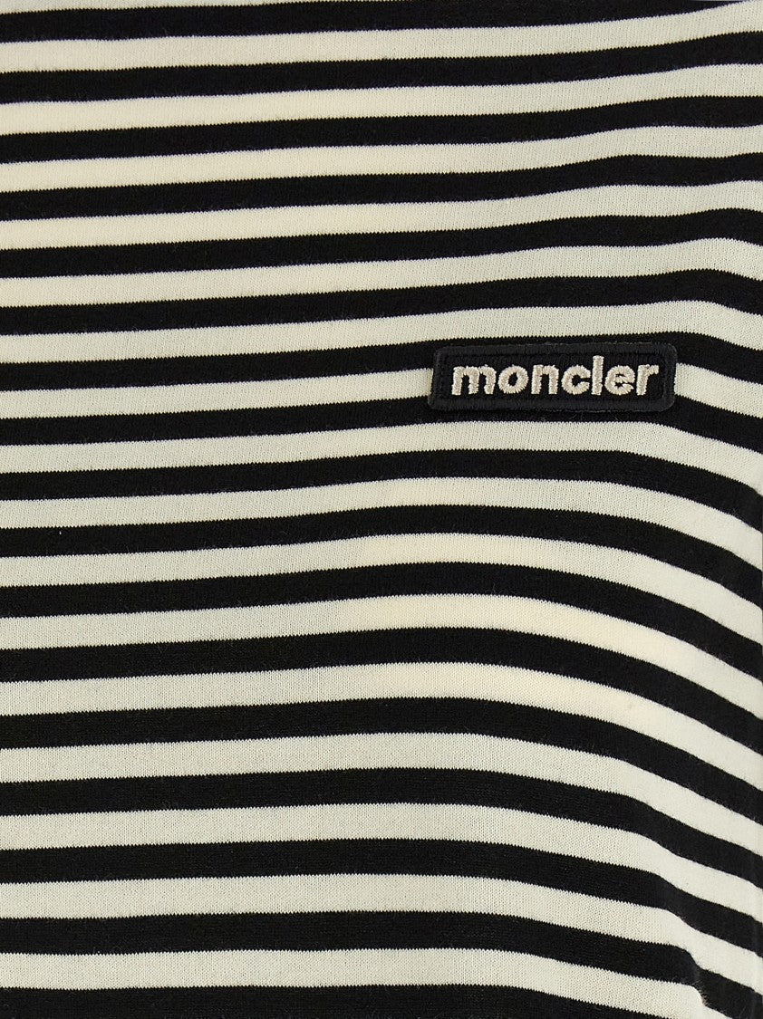 Moncler Classic Striped Cotton T-Shirt With Logo Patch