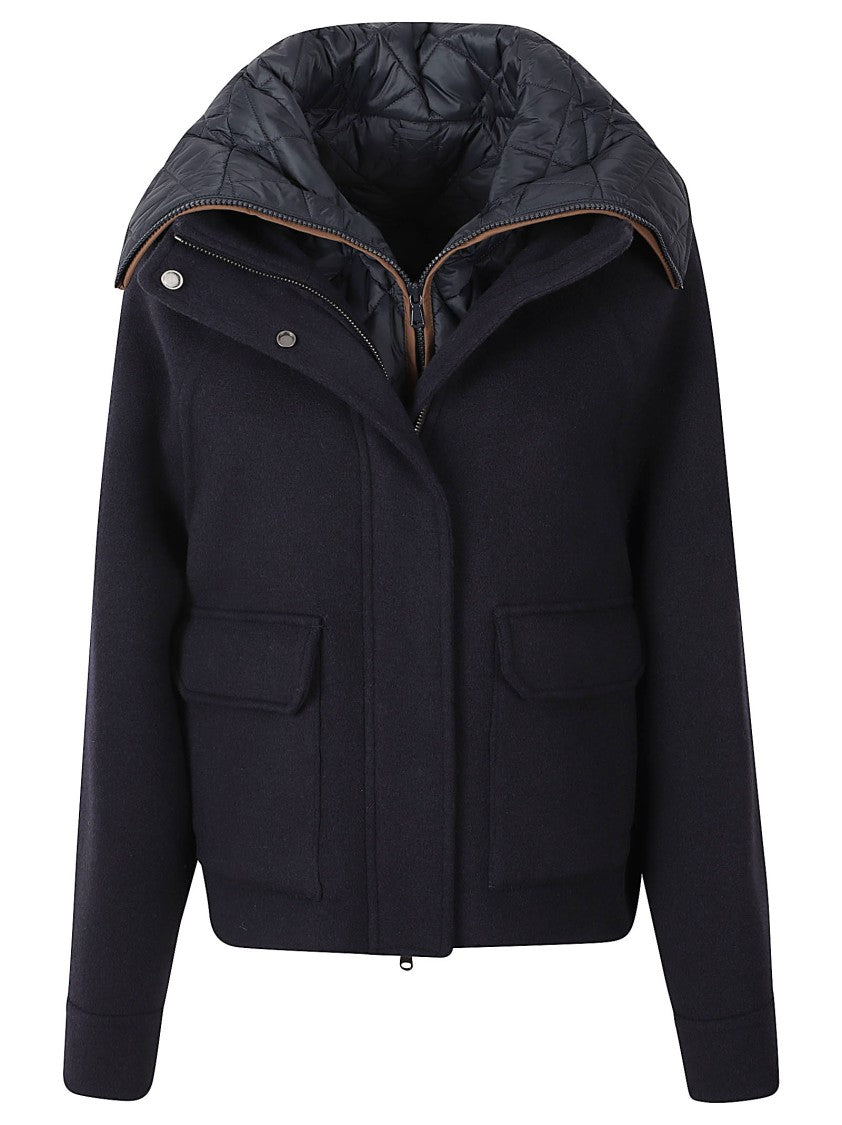 Brunello Cucinelli Cropped Quilted Coat With Structured Design And Flap Pockets