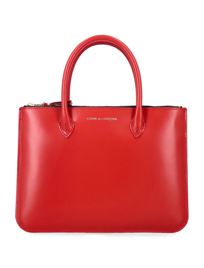 Comme Des Garçons Compact Black Smooth Leather Tote