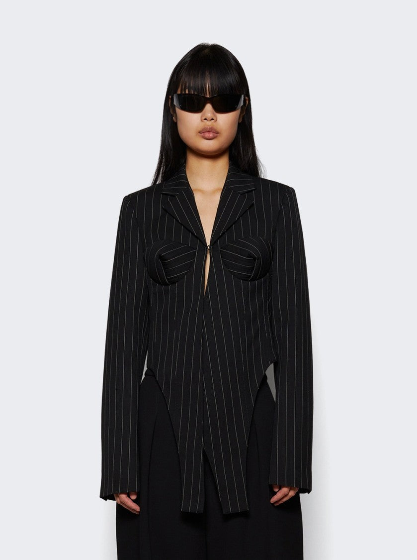 Jean Paul Gaultier Tailoring Jacket With Corset Details Black And White