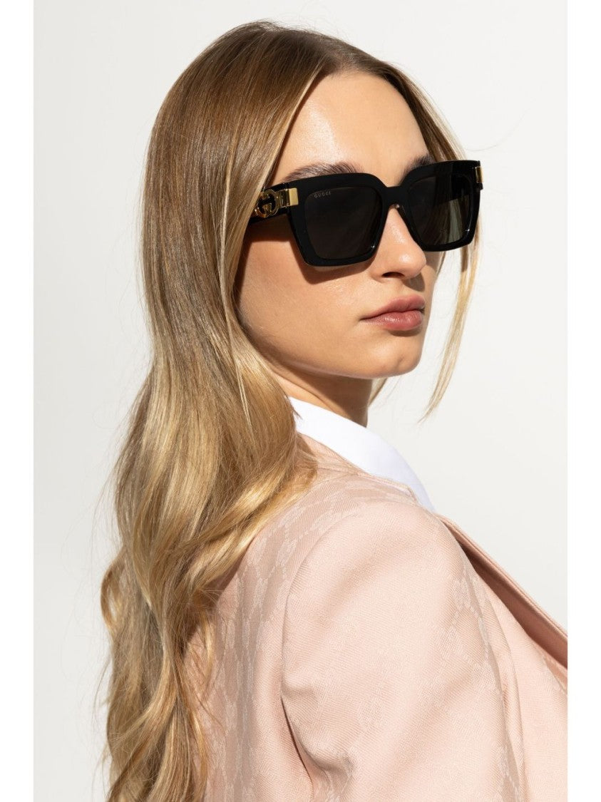 Gucci Black Rectangular Sunglasses