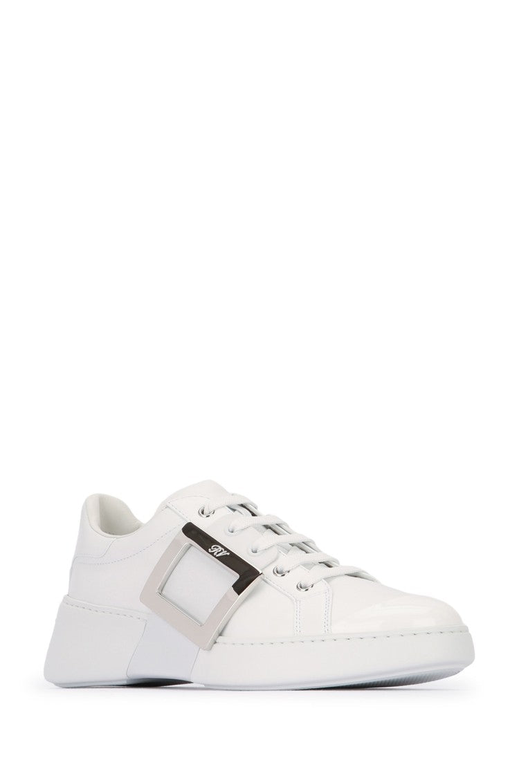 Roger Vivier Calfskin Sneakers With Metallic Buckle Accents
