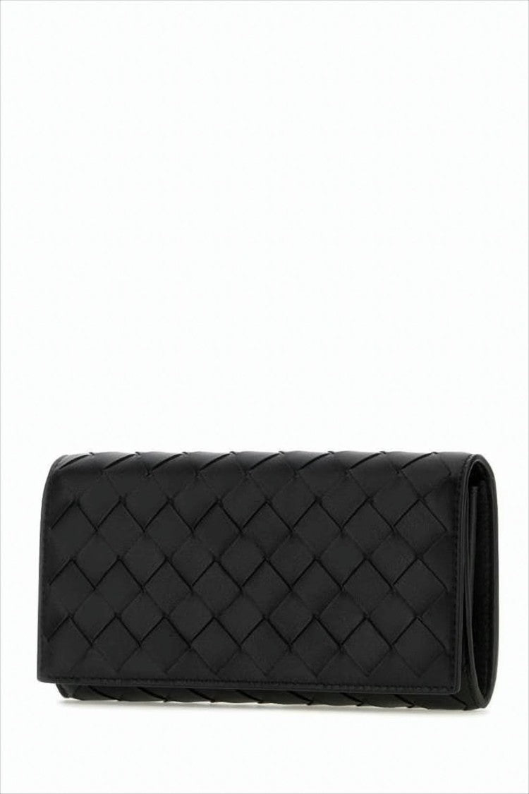 Bottega Veneta Long Woven Leather Wallet With Design