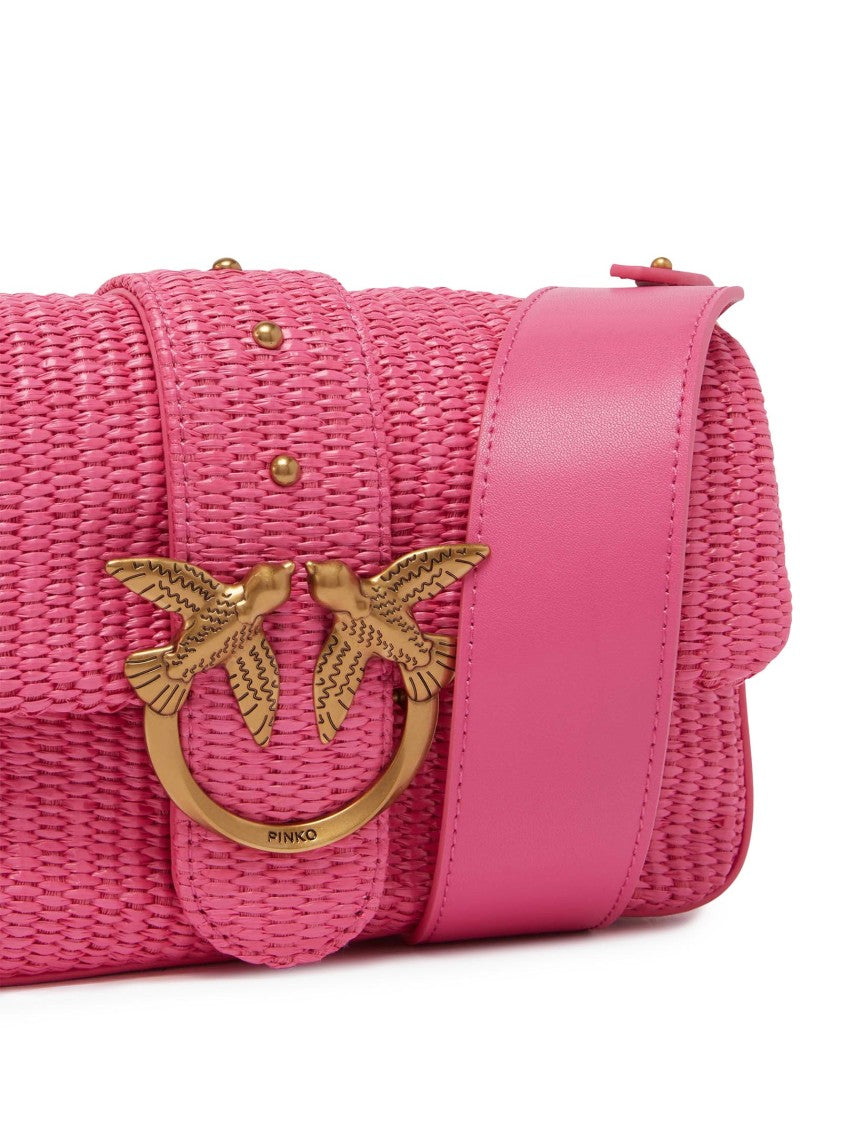 Pinko Crochet Woven Raffia Mini Love Bag