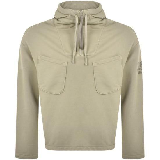 C.P. Company Pullover Hoodie With High Neckline And Front Zip Detail