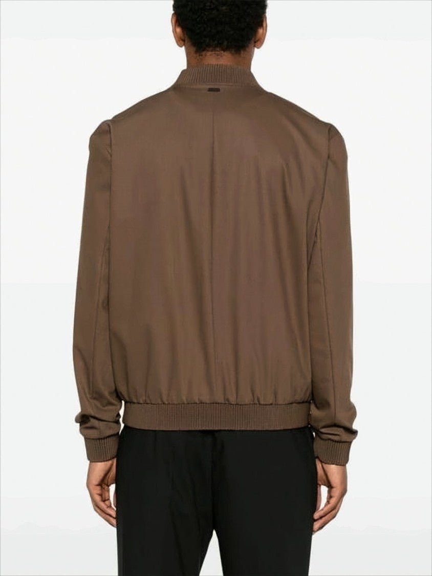 Hugo Boss Brown Wool-Blend Bomber Jacket By Hugo Boss