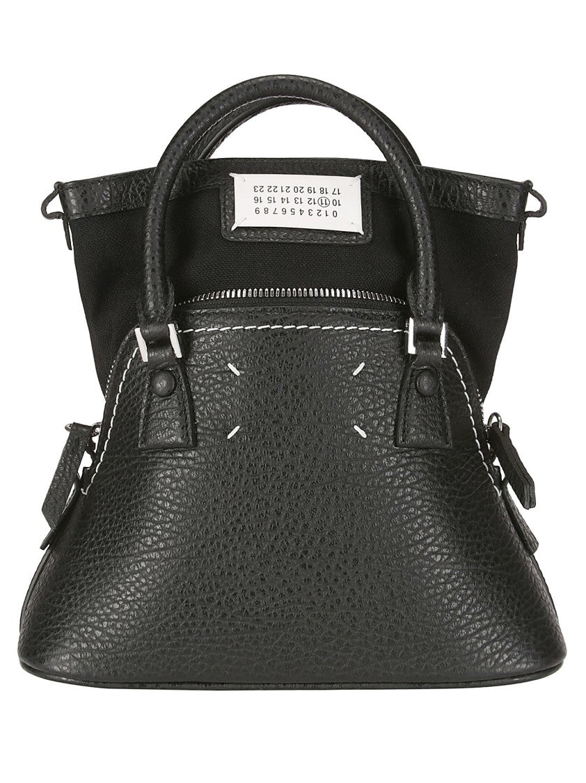 Maison Margiela Black Leather Handbag With Dual Handles