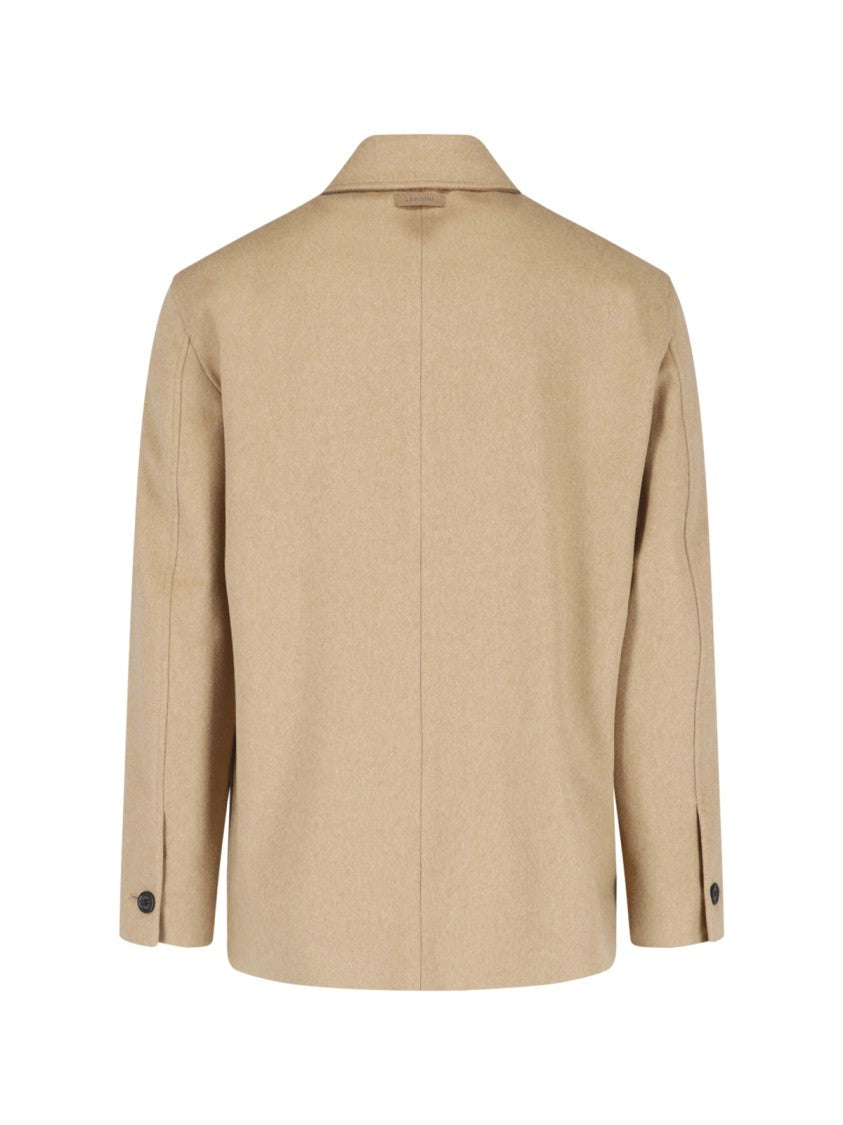Lardini Classic Wool Jacket With Front Zip And Button Closure