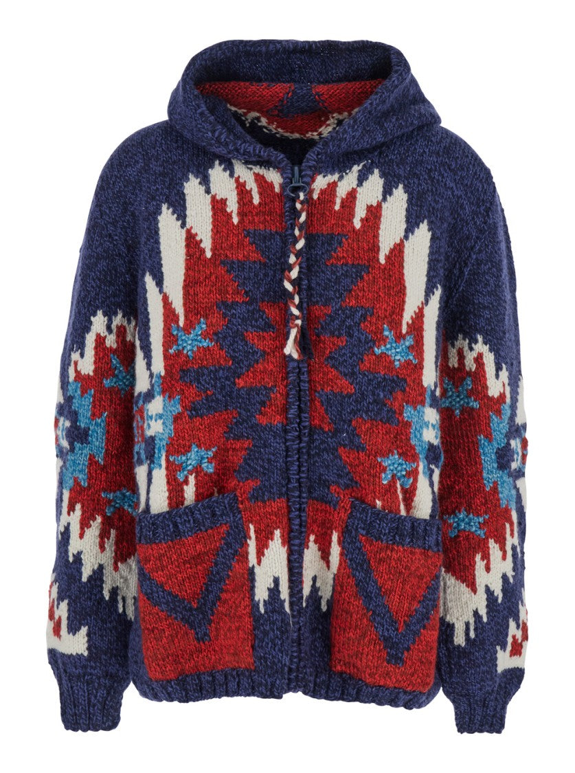 Frantic Multicolor Cardigan With Spread Collar