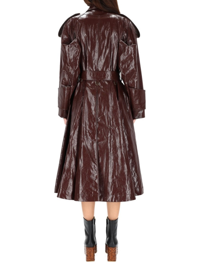 Chloé Belted Dark Brown Linen Coat