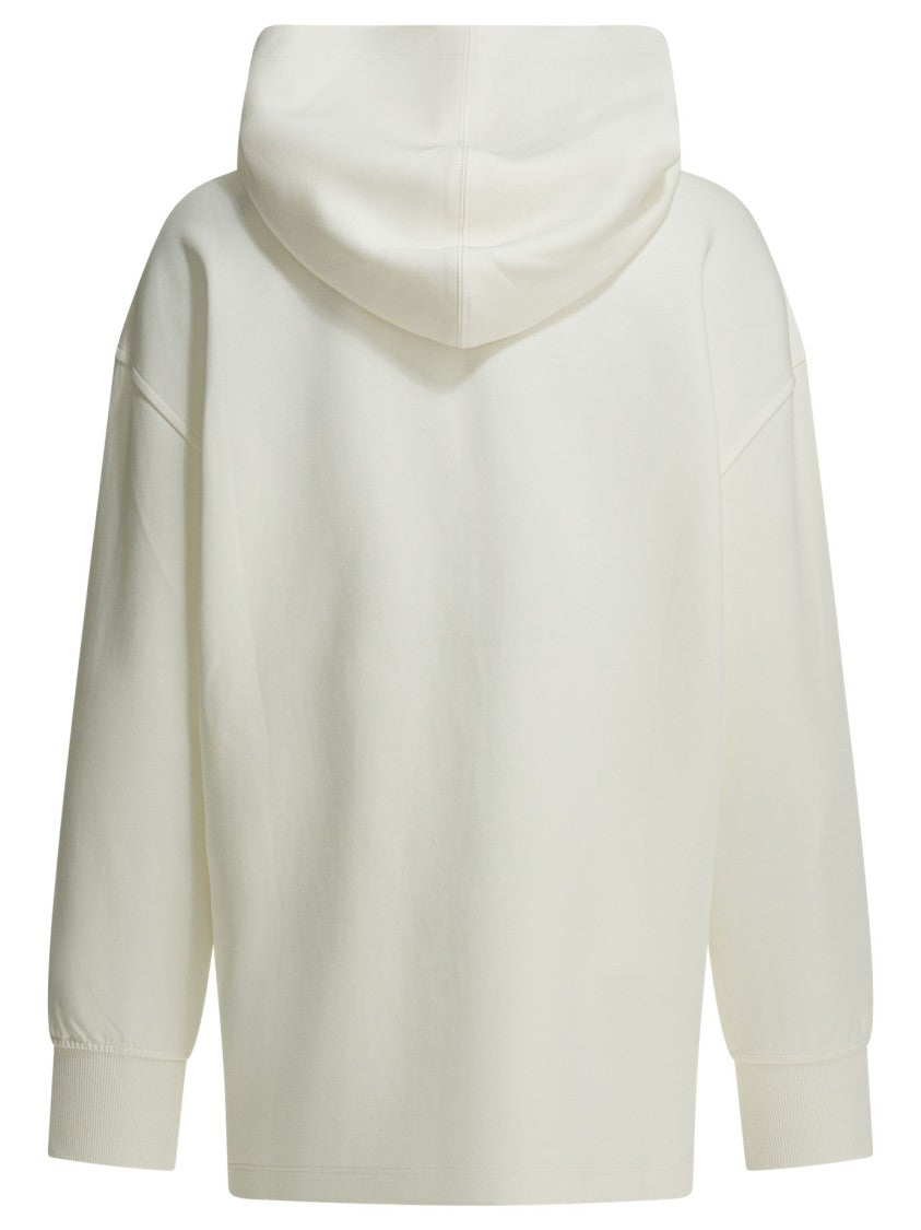 Max Mara Cream Relaxed-Fit Hoodie With Raised Logo Detail