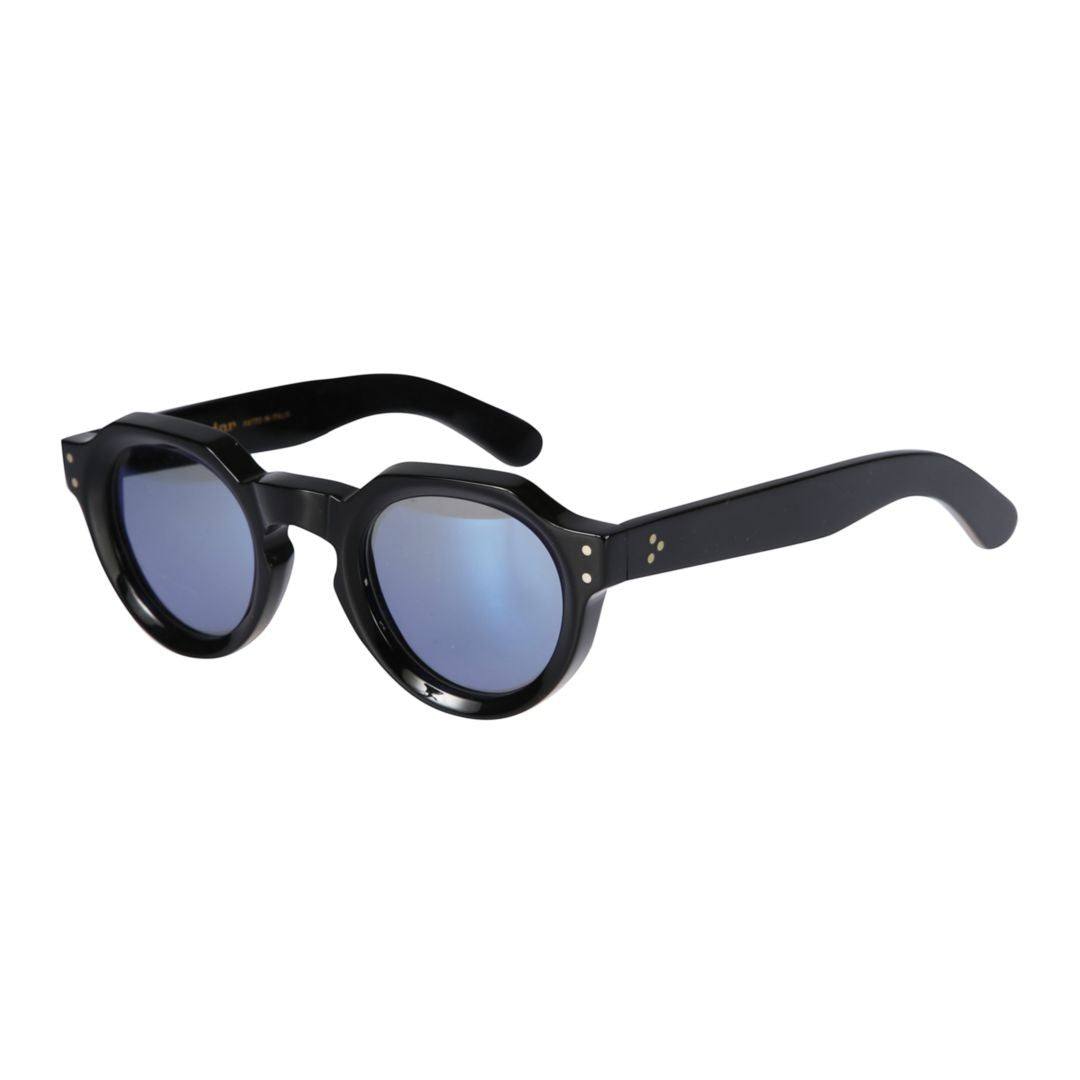 Kador Spike Glossy Black Rounded Frame Sunglasses With Gradient Lenses