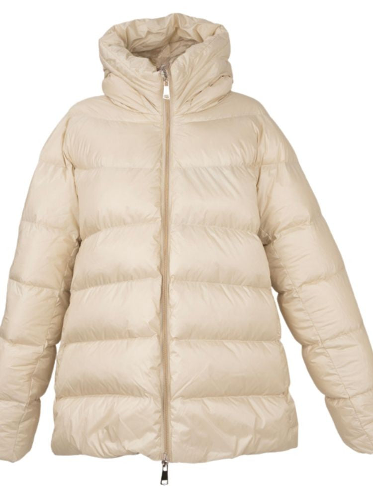 Sergio Moretti Beige Puffer Jacket With High Collar And Hood