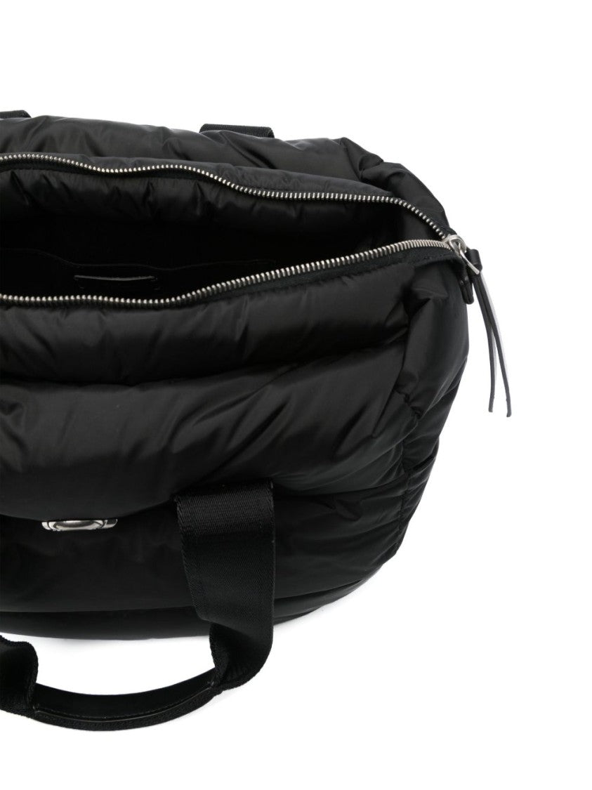 Moncler Puffy Black Tote Bag With Top Zip And Dual Handles