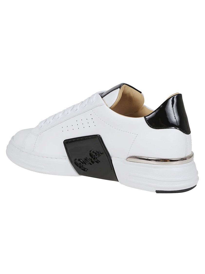 Philipp Plein Calfskin Leather Sneakers With Striking Logo Detailing