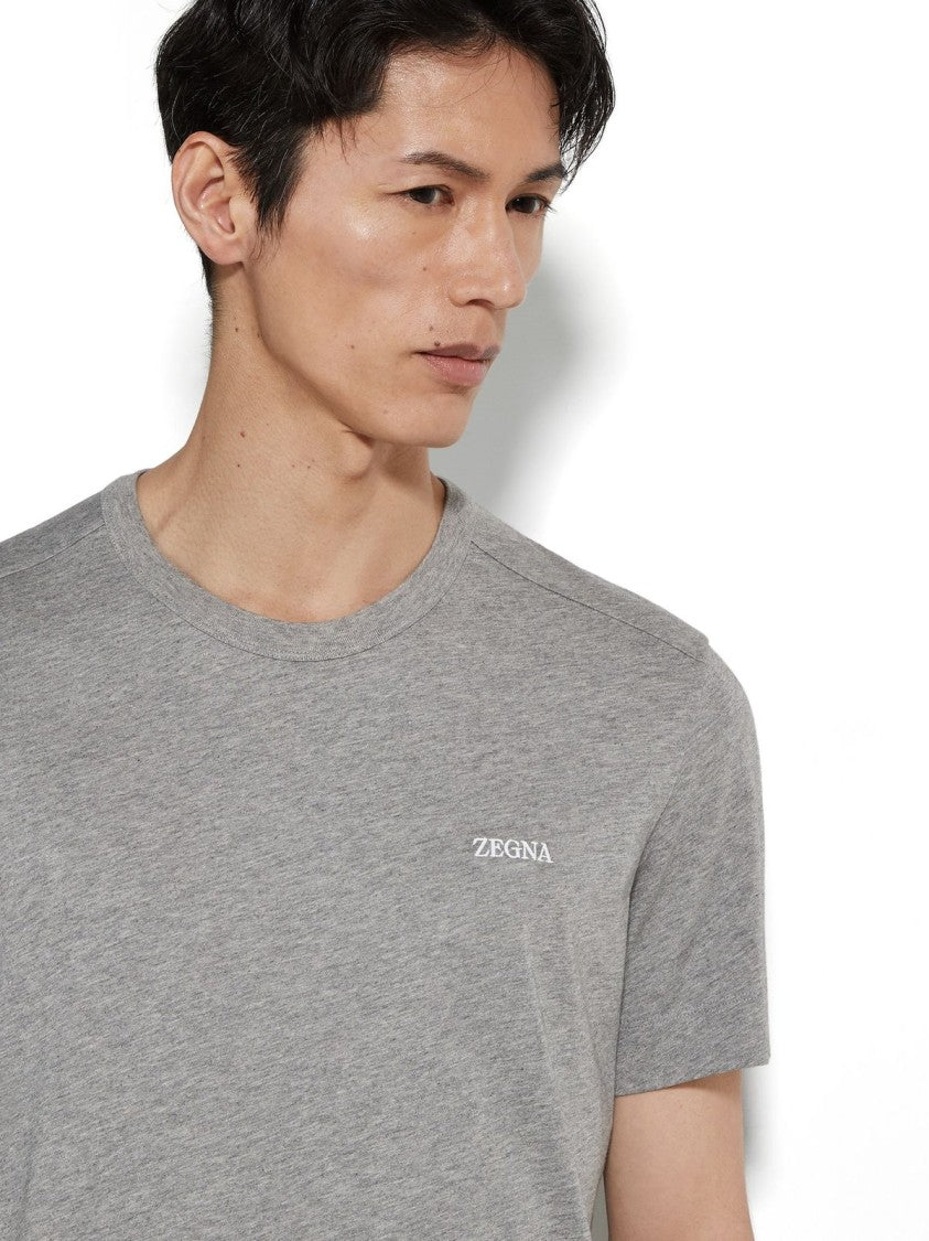 Zegna Classic Grey Crew Neck T-Shirt