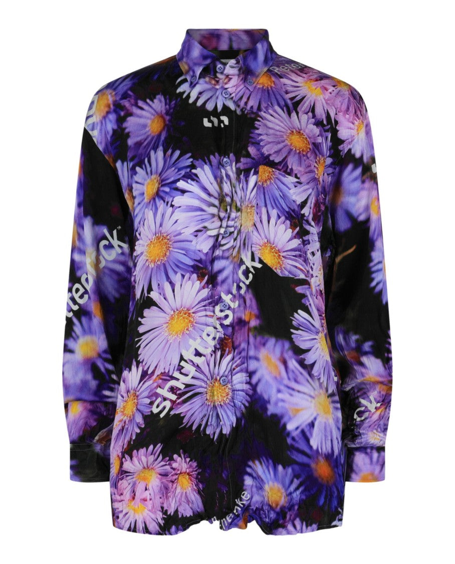 Balenciaga Asters Floral Shutterstock-Printed Shirt