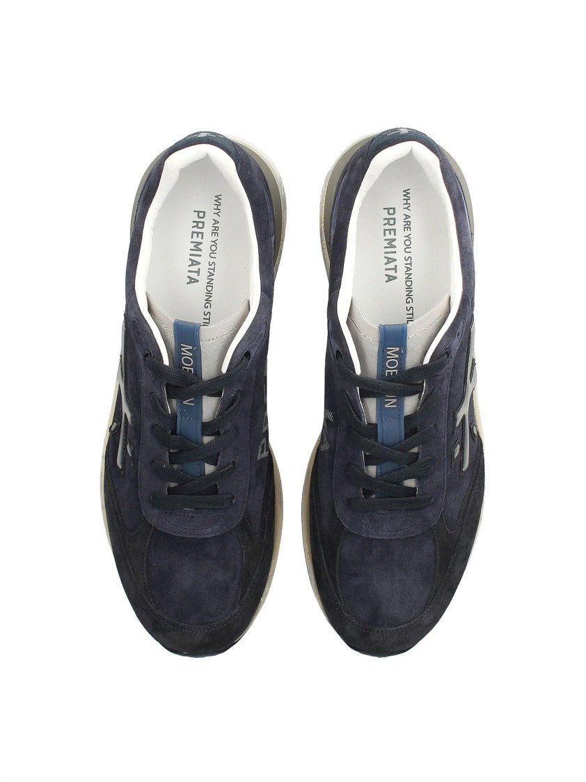 Premiata Navy Low-Profile Suede Vintage Sneakers