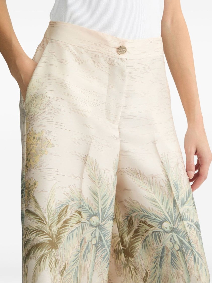 Liu Jo Black Green Jungle Printed Trousers