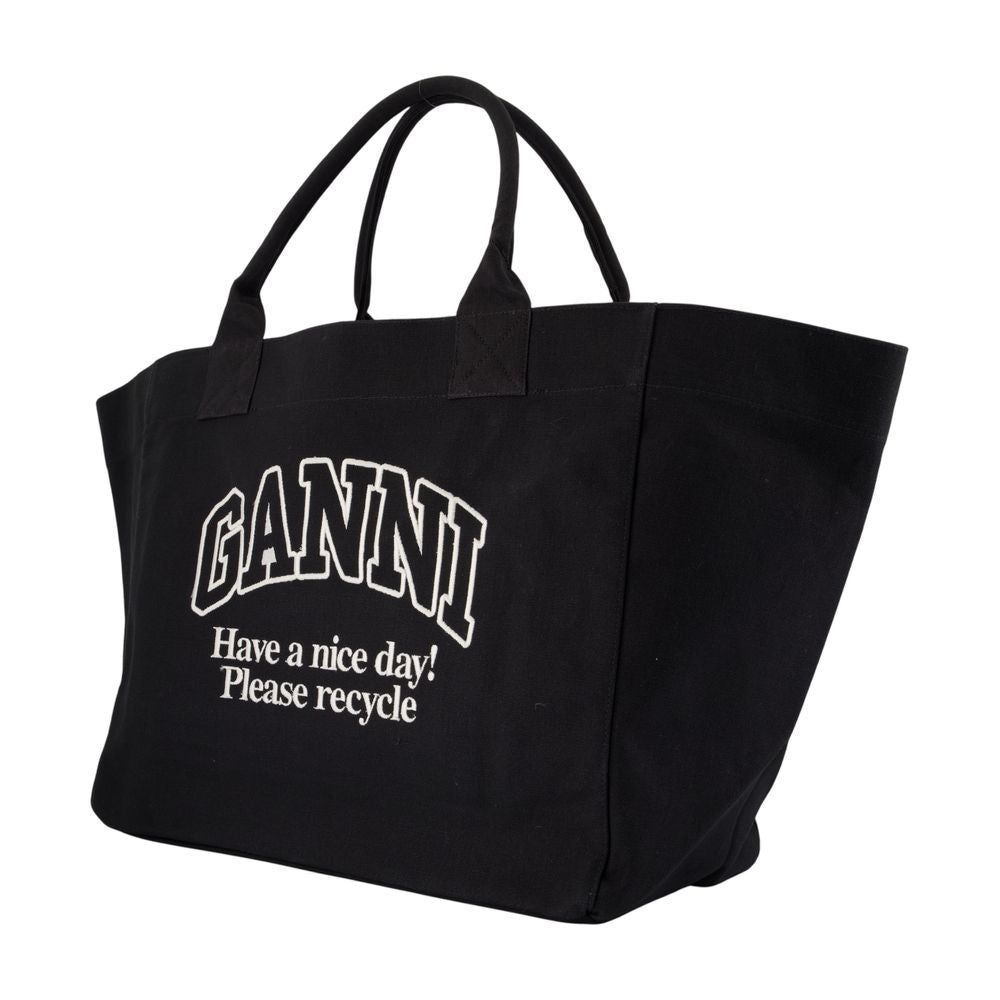 Ganni Xxl Pocket Shopper Bag - Cotton - Black