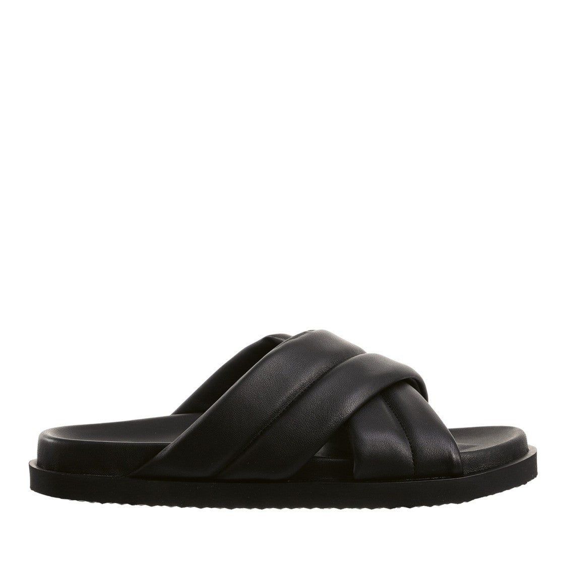 Högl Black Tessa Padded Crisscross Leather Slippers