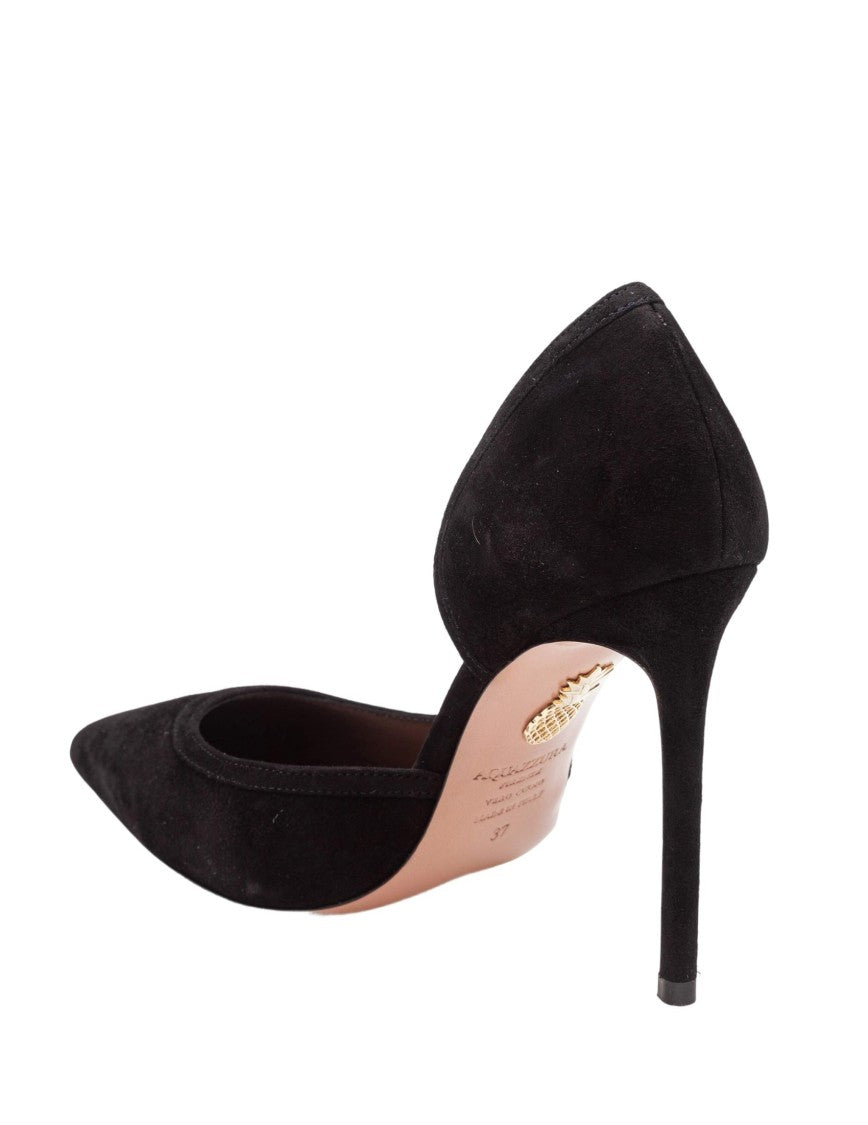Aquazzura Black Soave 105 Suede Pumps