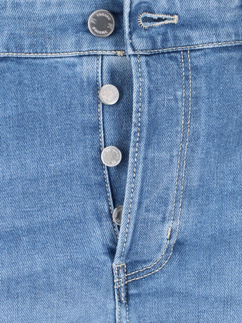 Pt Torino Blue Straight-Leg Stretch Cotton Jeans
