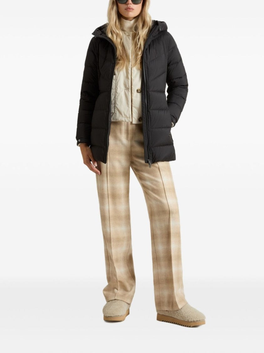 Woolrich Quilted Black Down Coat With Adjustable Hood