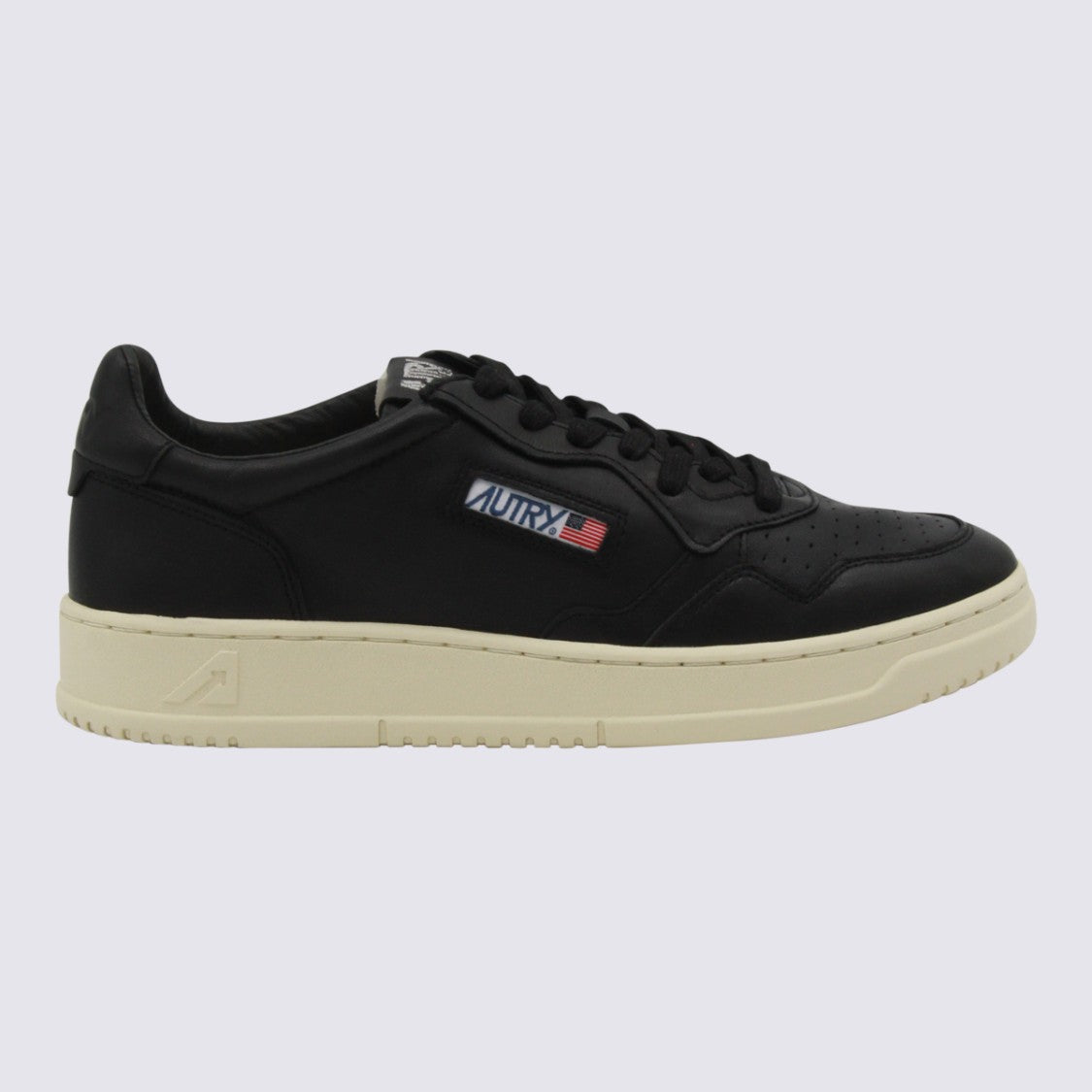 Autry Medalist Black Leather Sneakers With Suede Accents