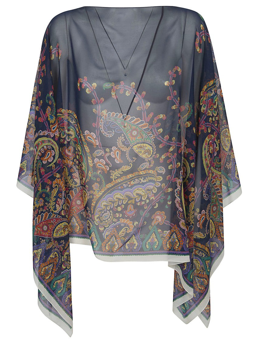 Etro Multicolour Silk Lightweight Cape Jacket