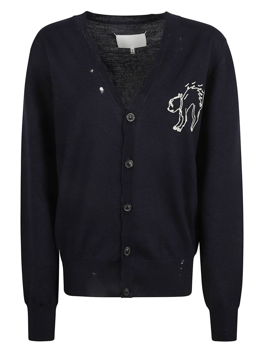 Maison Margiela Cardigan With Embroidered Bear Motif