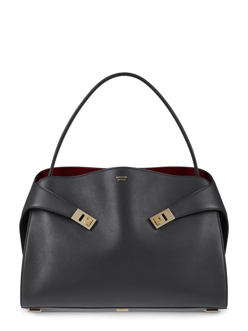 Ferragamo Structured Handbag With Fold-Over Design And Gold-Tone Hardware