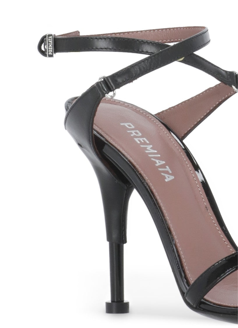 Premiata Black Polished Leather Sandals