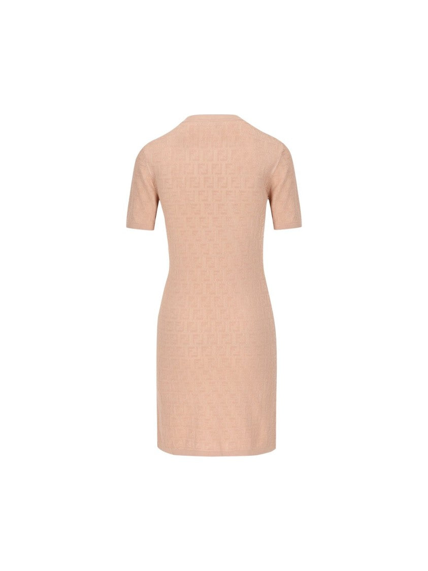 Fendi Flowing Dress In Soft Pink With Delicate Design