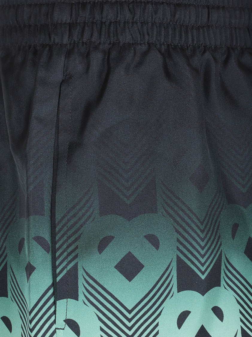 Casablanca Silk Gradient-Pattern Shorts With Geometric Motif