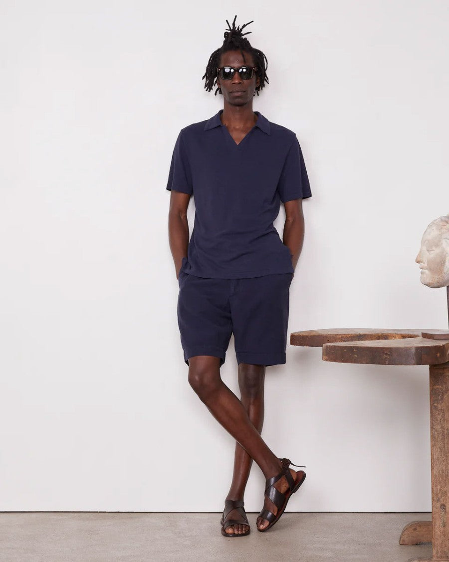 Officine Generale Relaxed Fit Short-Sleeve Polo With Johnny Collar