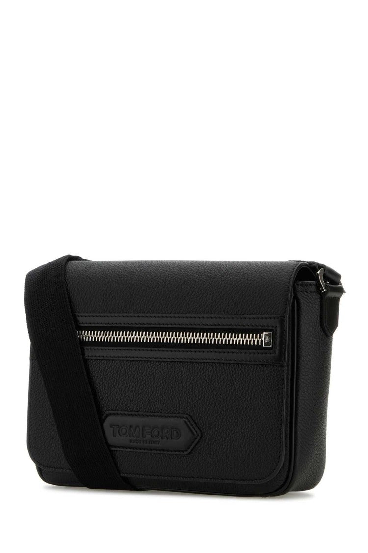 Tom Ford Black Leather Small Traveller Crossbody Bag