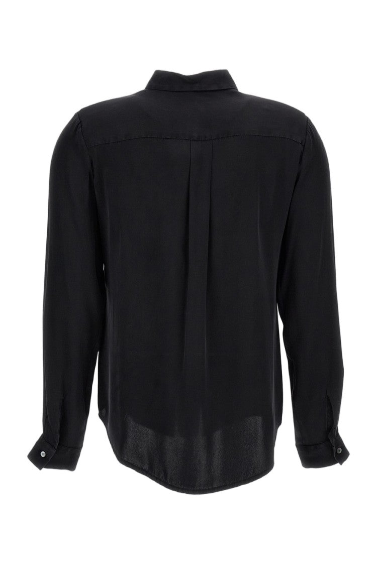Q-Wins Long-Sleeve Black Shirt With Classic Collar And Subtle Sheen
